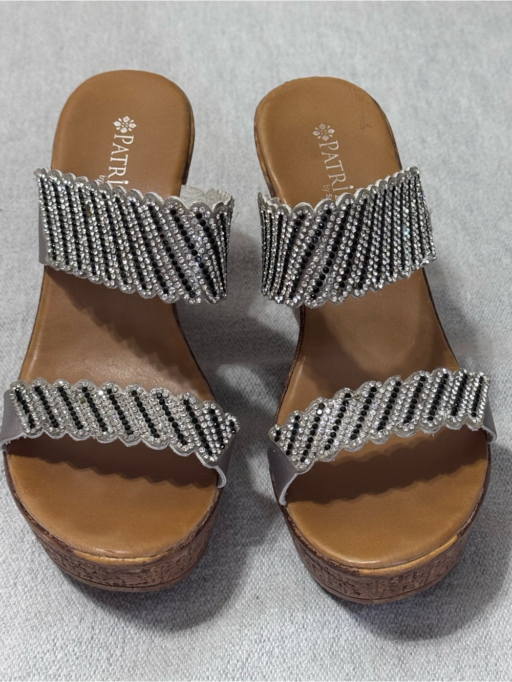 Patrizia Silver Beaded Wedge Sandals